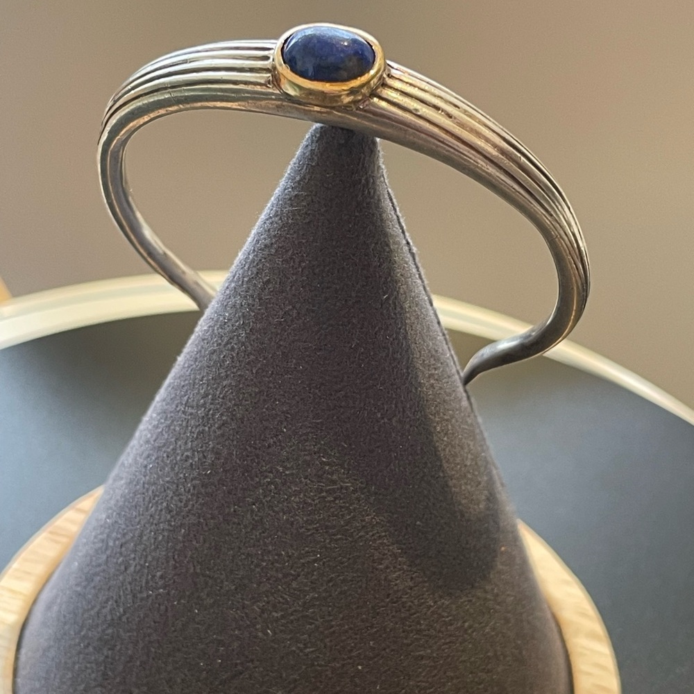 Elegant Silver and Blue Stone Bracelet